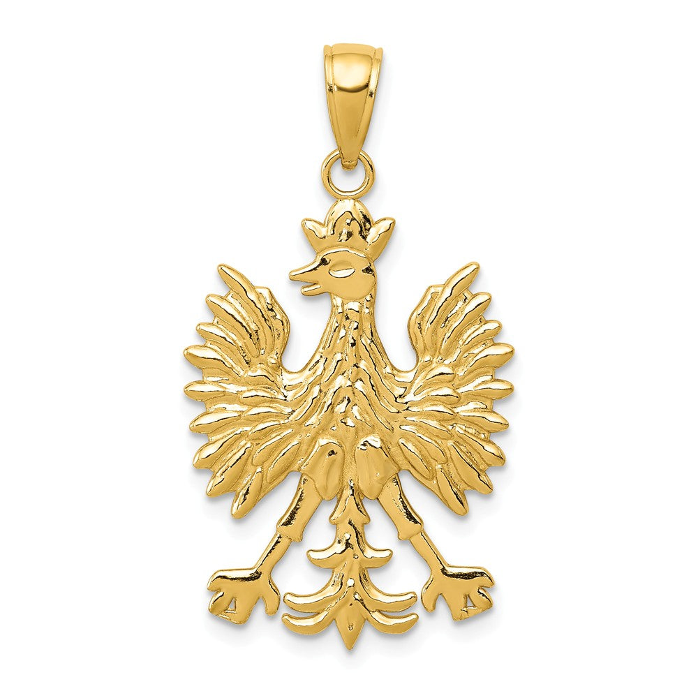 14k Yellow Gold Polish Eagle Pendant - The Black Bow Jewelry Company